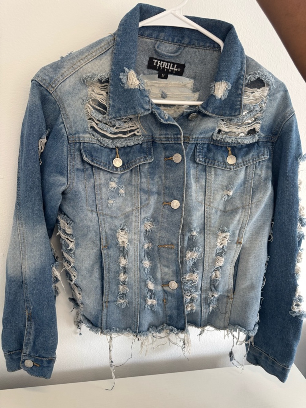 Thrill Ripped Light Blue Denim Jacket